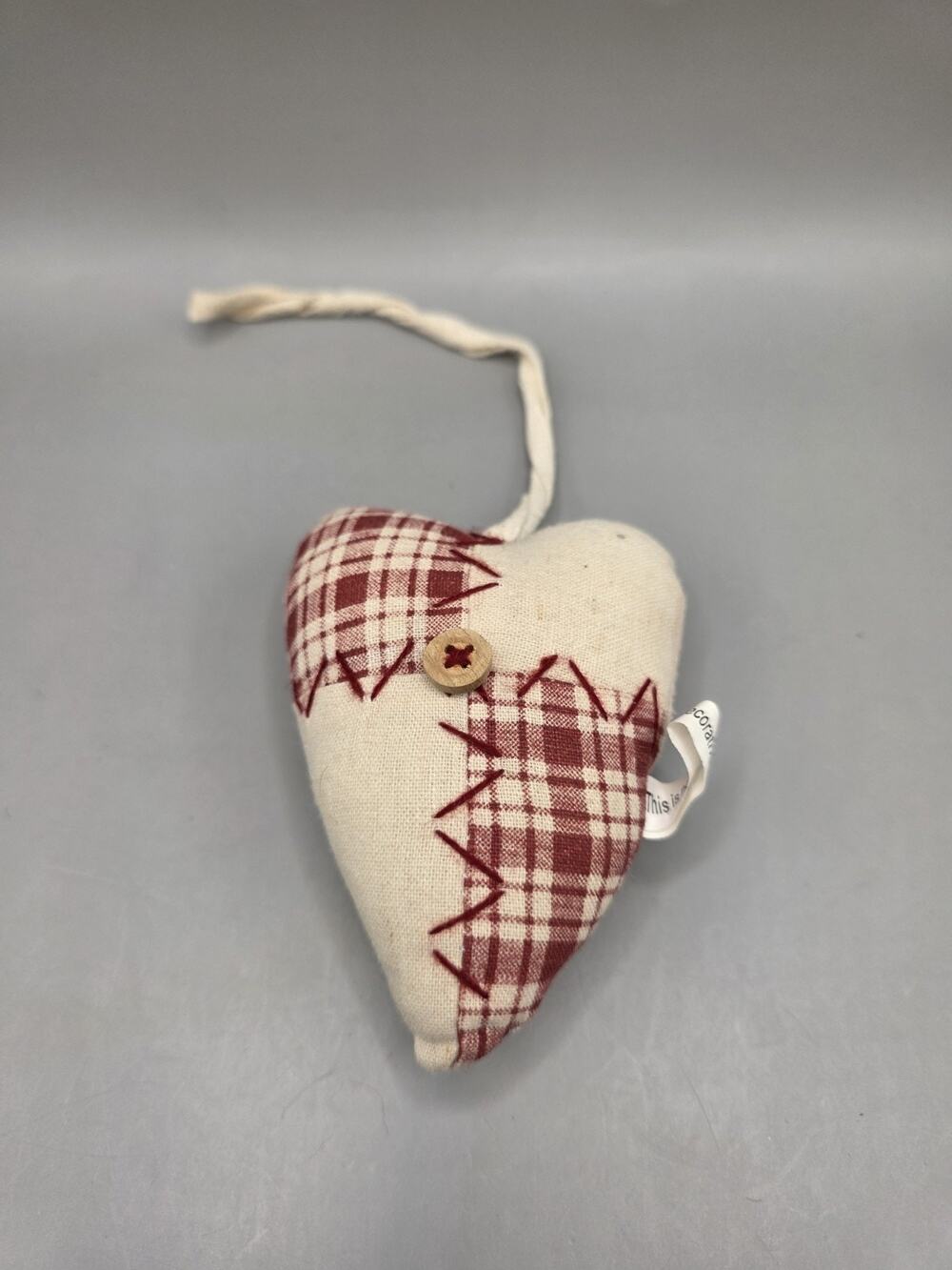 Vintage Country Patchwork Heart Christmas Ornament Fabric Plaid Primitive...